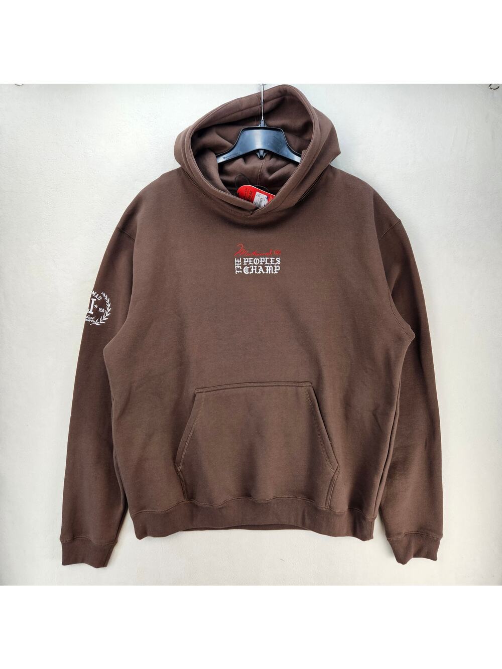 SHOE PALACE X MUHAMMAD ALI 2XL THE PEOPLE'S CHAMP GRAPHIC PULLOVER HOODIE BROWN